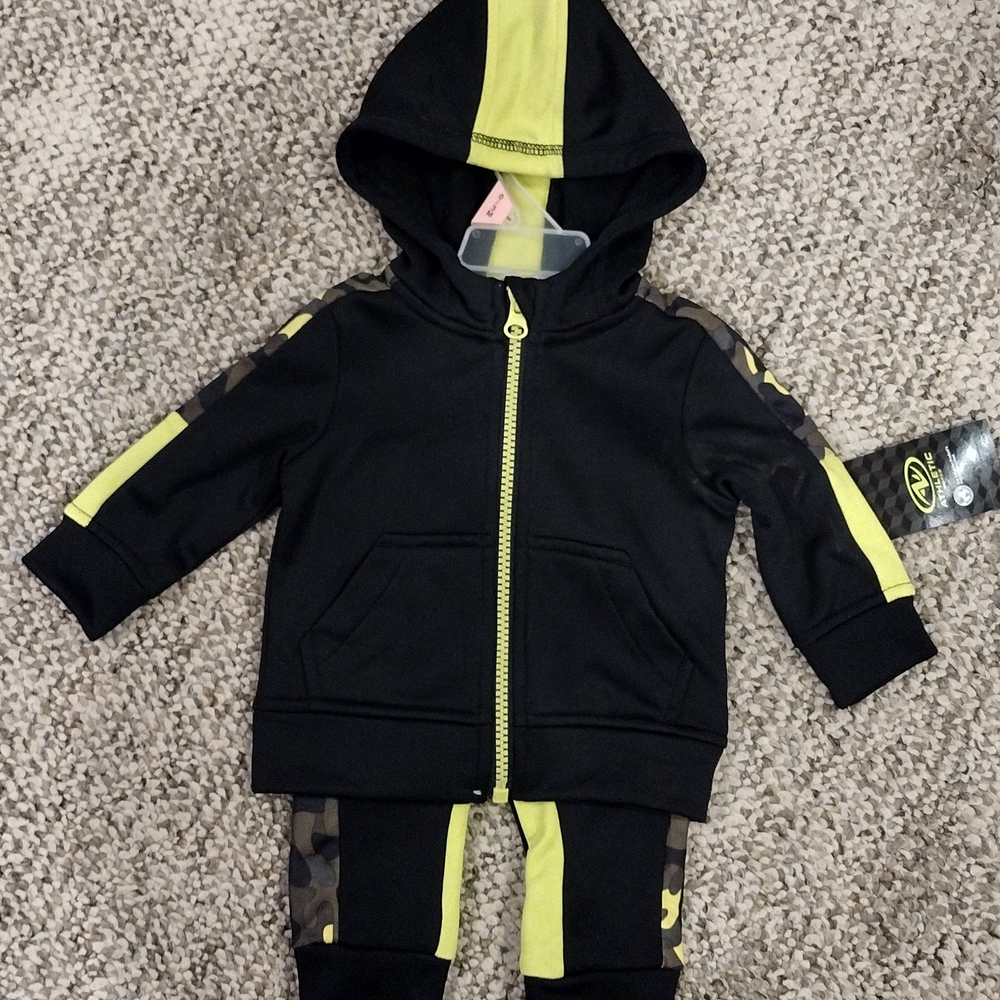 Athletic Works Black and Yellow Baby Hoodie Set